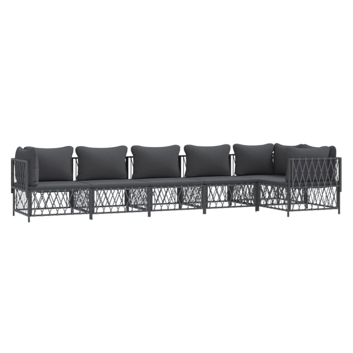 6 Piece Garden Lounge Set With Cushions Anthracite Steel