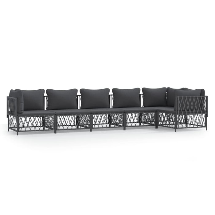 6 Piece Garden Lounge Set With Cushions Anthracite Steel