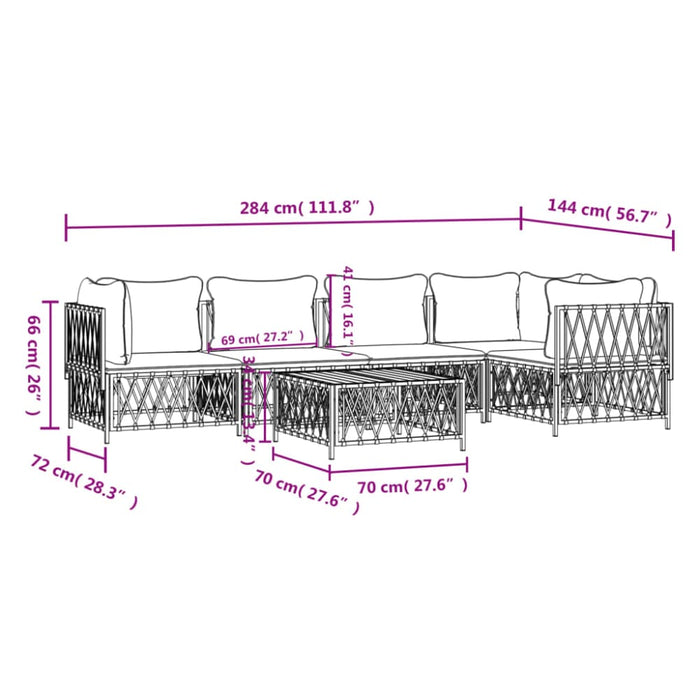 6 Piece Garden Lounge Set With Cushions Anthracite Steel