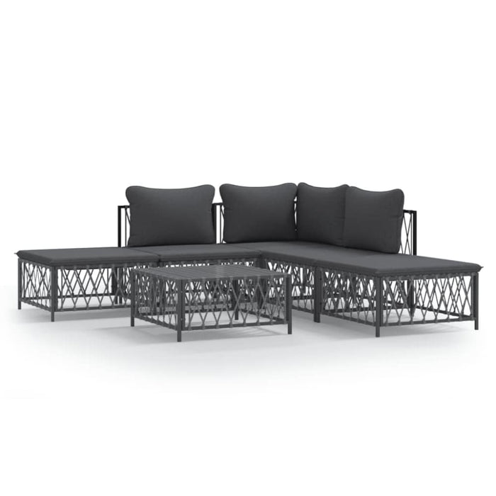 6 Piece Garden Lounge Set With Cushions Anthracite Steel