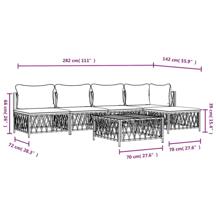 6 Piece Garden Lounge Set With Cushions Anthracite Steel