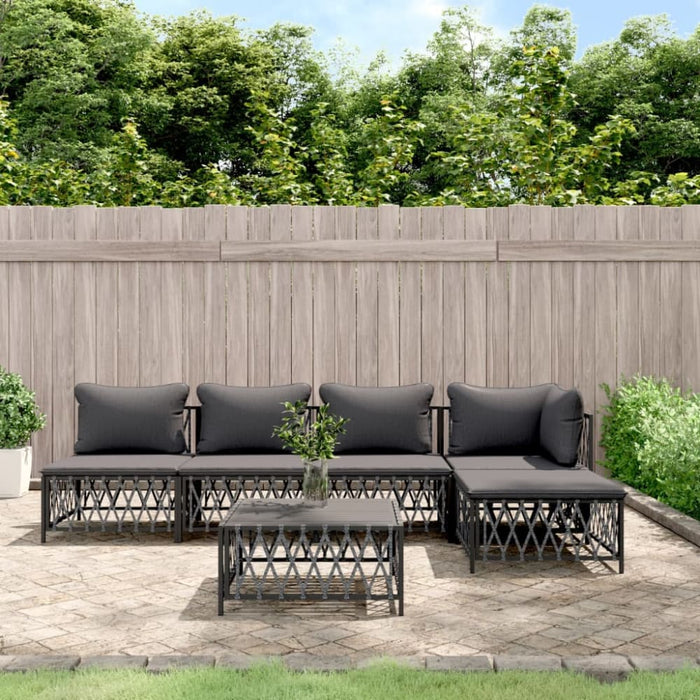 6 Piece Garden Lounge Set With Cushions Anthracite Steel