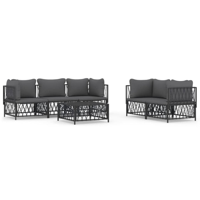 6 Piece Garden Lounge Set With Cushions Anthracite Steel