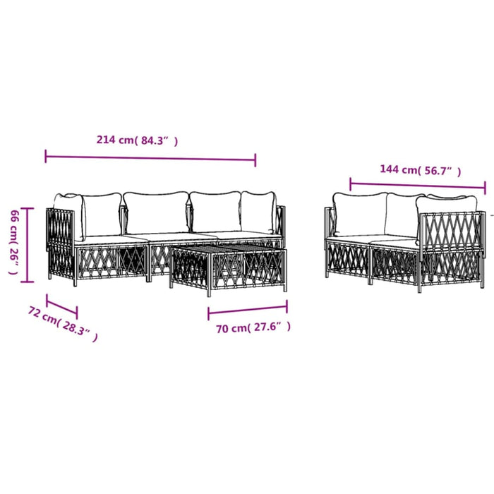 6 Piece Garden Lounge Set With Cushions Anthracite Steel