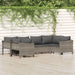 6 Piece Garden Lounge Set With Cushions Grey Poly Rattan