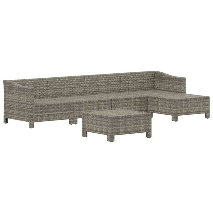 6 Piece Garden Lounge Set With Cushions Grey Poly Rattan