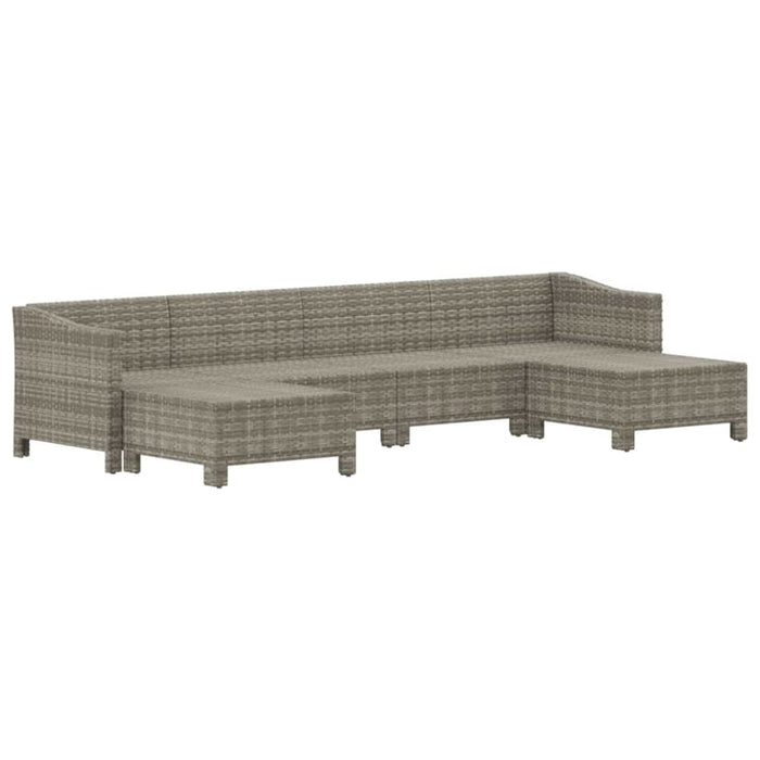 6 Piece Garden Lounge Set With Cushions Grey Poly Rattan