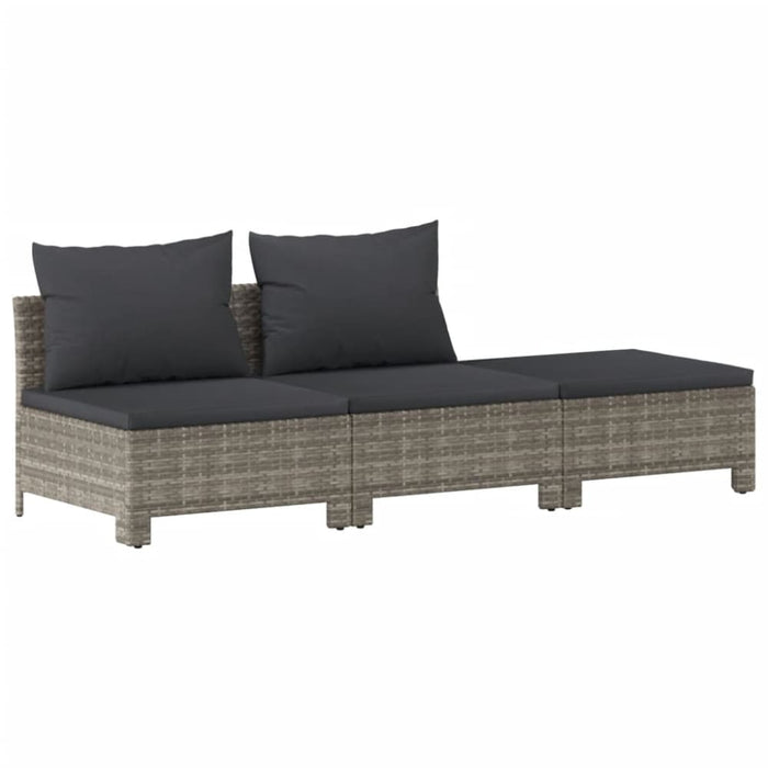 6 Piece Garden Lounge Set With Cushions Grey Poly Rattan