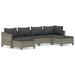 6 Piece Garden Lounge Set With Cushions Grey Poly Rattan