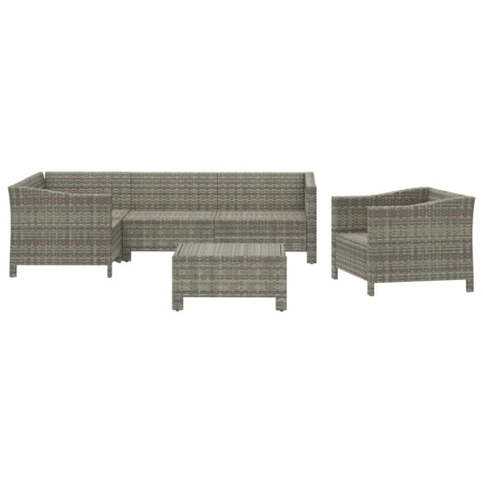 6 Piece Garden Lounge Set With Cushions Grey Poly Rattan