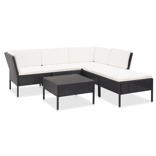 6 Piece Garden Lounge Set With Cushions Poly Rattan Black