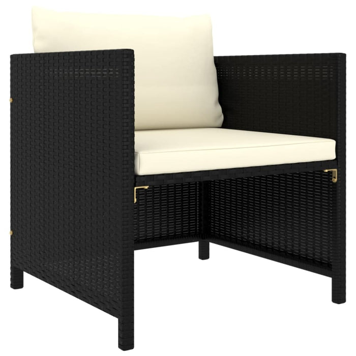 6 Piece Garden Lounge Set With Cushions Poly Rattan Black