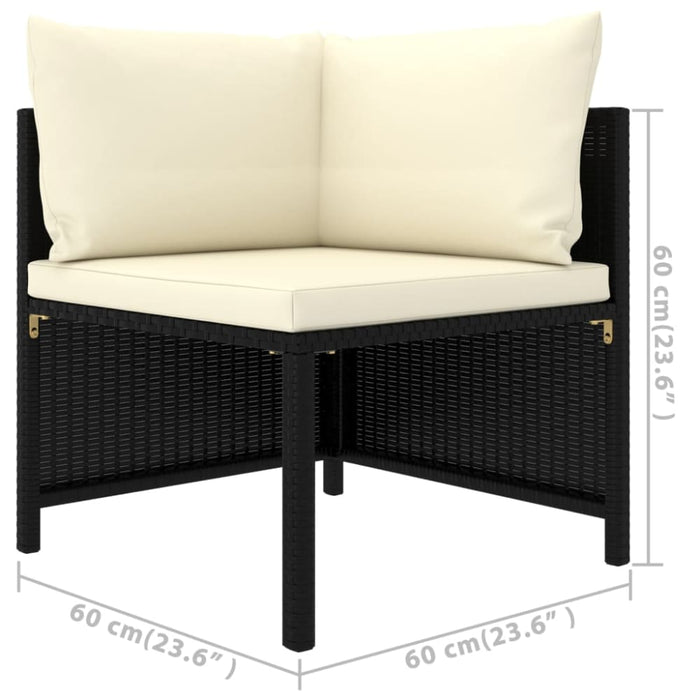 6 Piece Garden Lounge Set With Cushions Poly Rattan Black