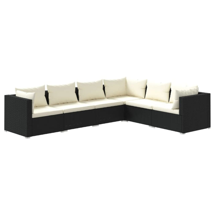 6 Piece Garden Lounge Set With Cushions Poly Rattan Black