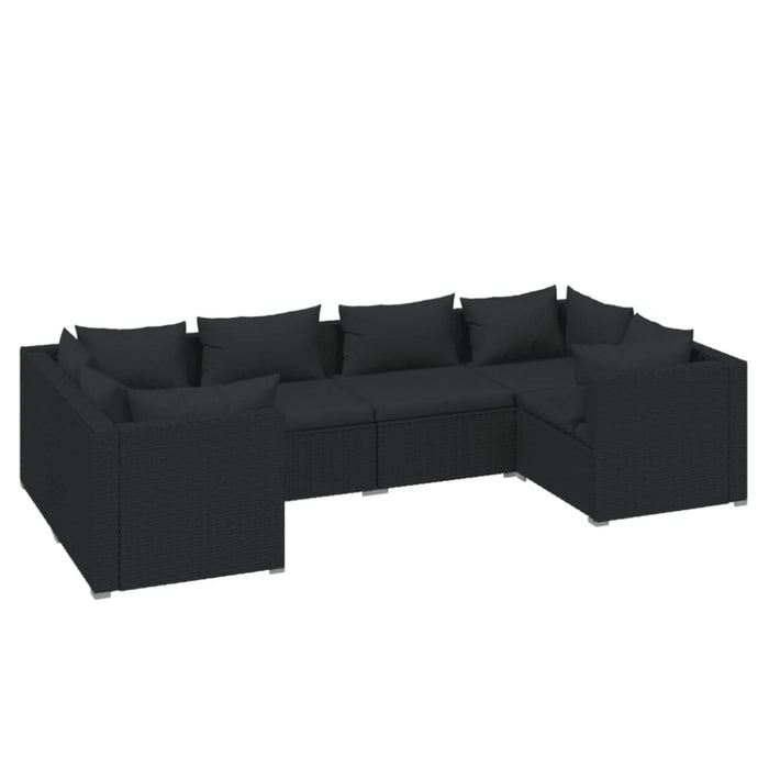 6 Piece Garden Lounge Set With Cushions Poly Rattan Black