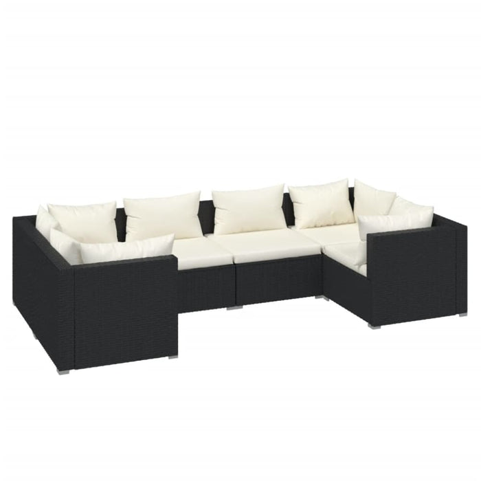 6 Piece Garden Lounge Set With Cushions Poly Rattan Black