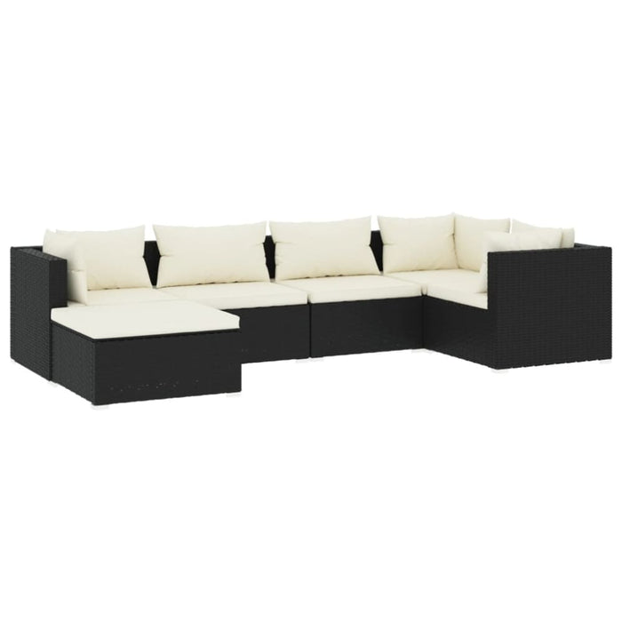 6 Piece Garden Lounge Set With Cushions Poly Rattan Black