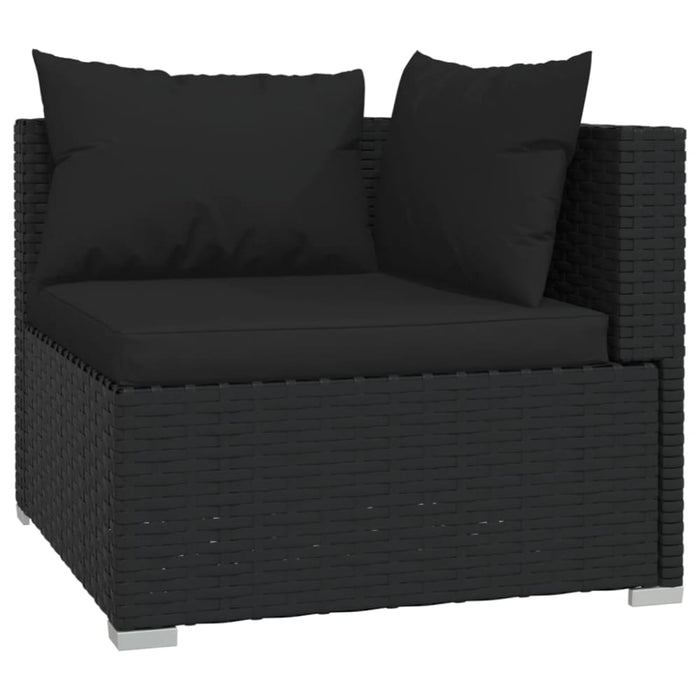 6 Piece Garden Lounge Set With Cushions Poly Rattan Black