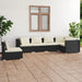 6 Piece Garden Lounge Set With Cushions Poly Rattan Black