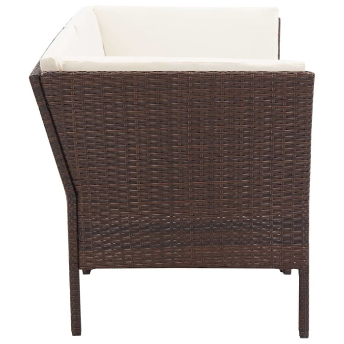 6 Piece Garden Lounge Set With Cushions Poly Rattan Brown