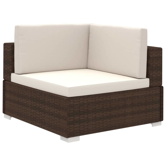 6 Piece Garden Lounge Set With Cushions Poly Rattan Brown