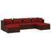 6 Piece Garden Lounge Set With Cushions Poly Rattan Brown