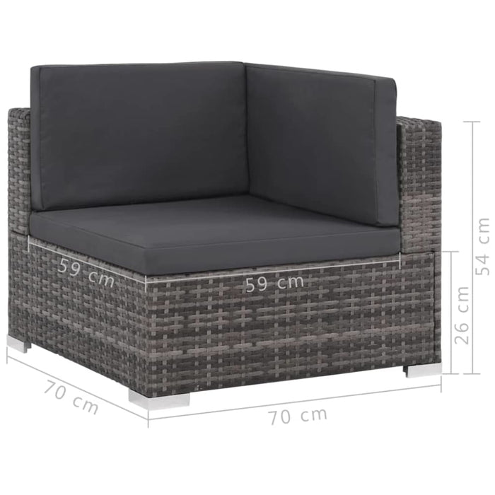 6 Piece Garden Lounge Set With Cushions Poly Rattan Grey