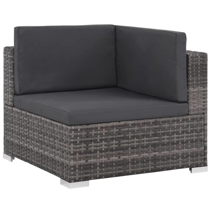 6 Piece Garden Lounge Set With Cushions Poly Rattan Grey