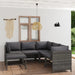 6 Piece Garden Lounge Set With Cushions Poly Rattan Grey