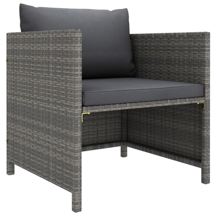 6 Piece Garden Lounge Set With Cushions Poly Rattan Grey