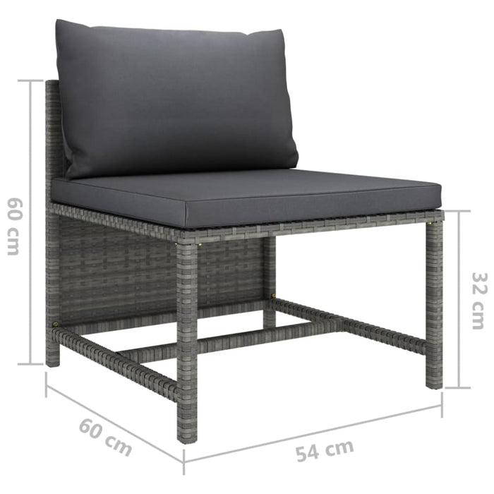 6 Piece Garden Lounge Set With Cushions Poly Rattan Grey