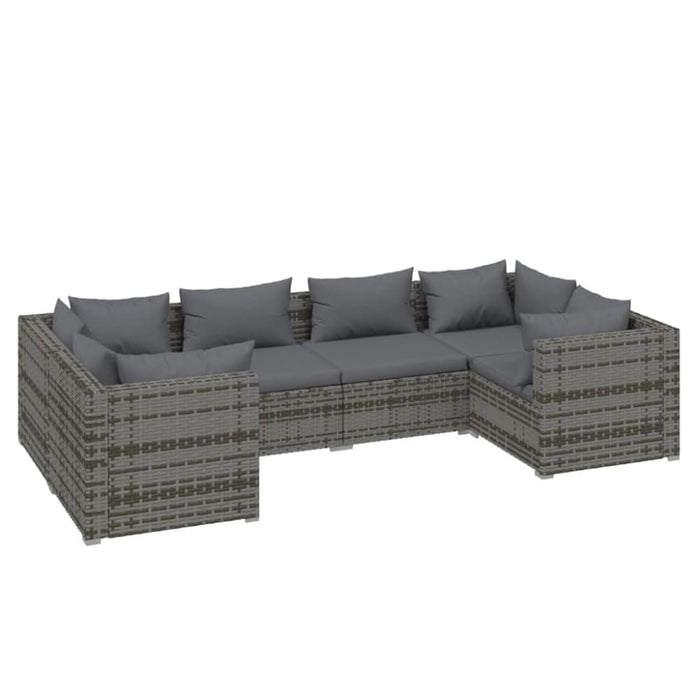 6 Piece Garden Lounge Set With Cushions Poly Rattan Grey