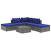 6 Piece Garden Lounge Set With Cushions Poly Rattan Grey