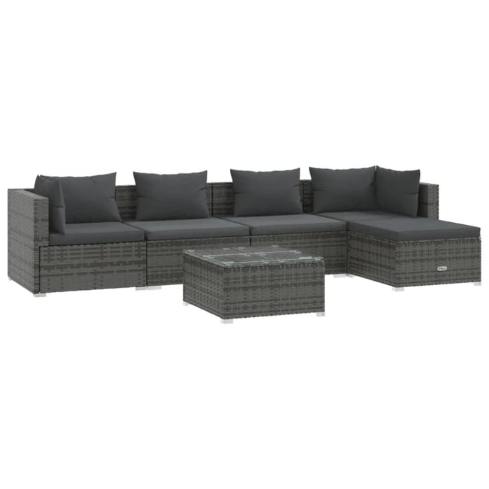 6 Piece Garden Lounge Set With Cushions Poly Rattan Grey