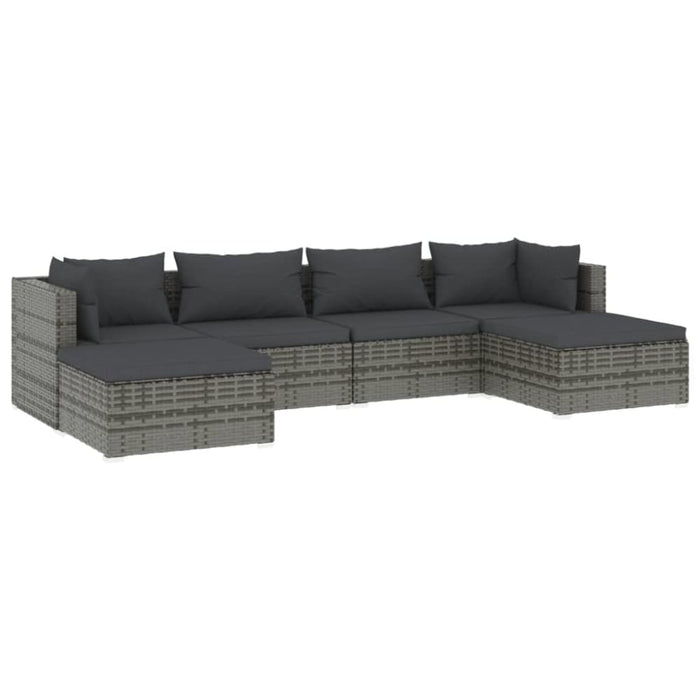 6 Piece Garden Lounge Set With Cushions Poly Rattan Grey