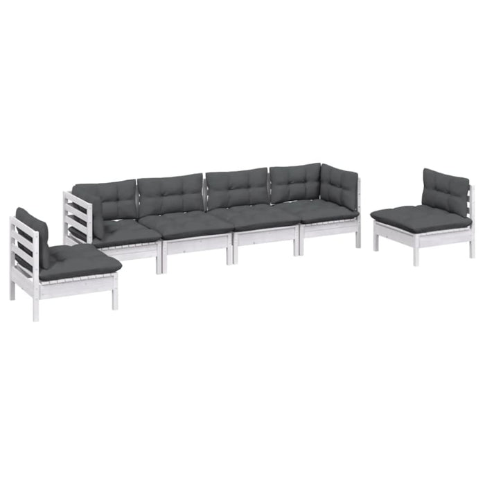 6 Piece Garden Lounge Set With Cushions Solid Pinewood