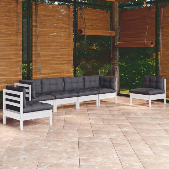 6 Piece Garden Lounge Set With Cushions Solid Pinewood