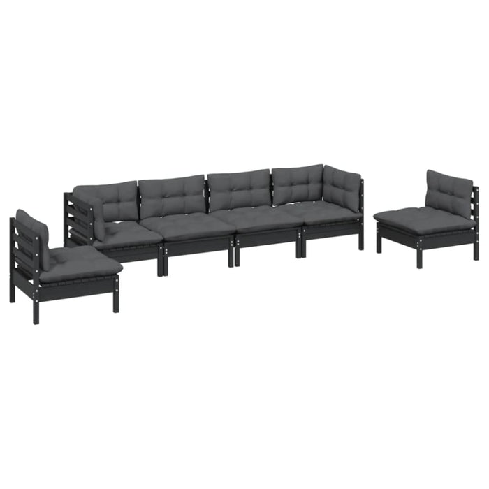 6 Piece Garden Lounge Set With Cushions Solid Pinewood