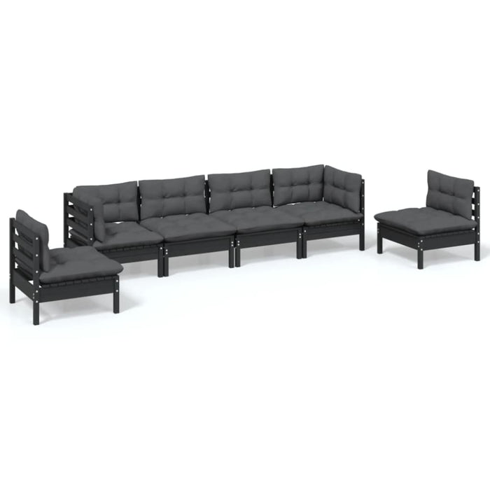 6 Piece Garden Lounge Set With Cushions Solid Pinewood