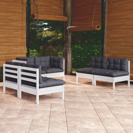 6 Piece Garden Lounge Set With Cushions Solid Pinewood