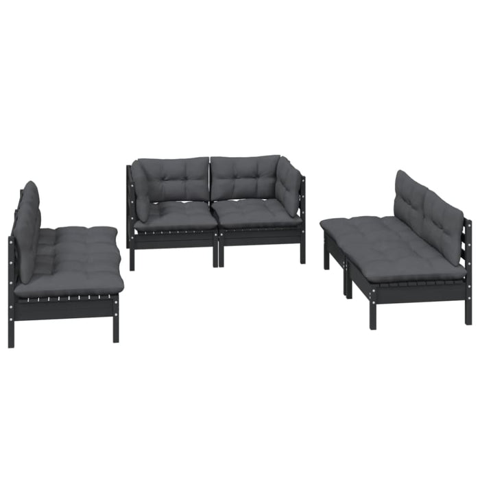 6 Piece Garden Lounge Set With Cushions Solid Pinewood