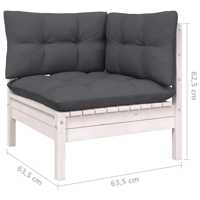 6 Piece Garden Lounge Set With Cushions White Solid