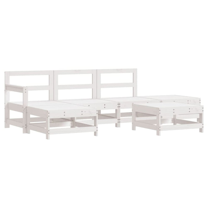 6 Piece Garden Lounge Set With Cushions White Solid Wood