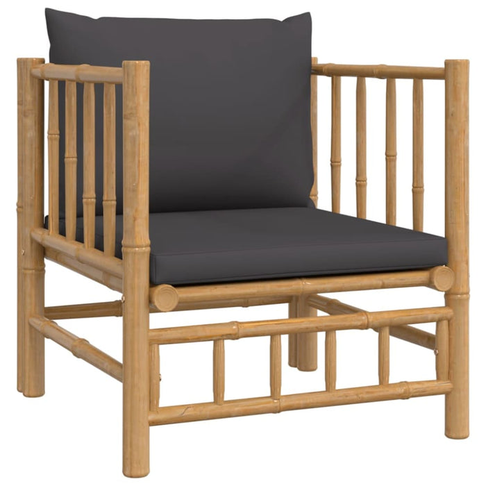 6 Piece Garden Lounge Set With Dark Grey Cushions Bamboo