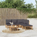 6 Piece Garden Lounge Set With Dark Grey Cushions Bamboo