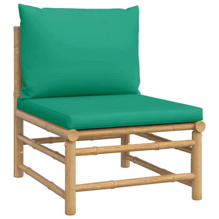 6 Piece Garden Lounge Set With Green Cushions Bamboo Toppoai