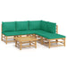 6 Piece Garden Lounge Set With Green Cushions Bamboo Toppoli