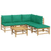 6 Piece Garden Lounge Set With Green Cushions Bamboo Toppoli