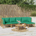 6 Piece Garden Lounge Set With Green Cushions Bamboo Toppoln