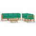 6 Piece Garden Lounge Set With Green Cushions Bamboo Toppopa